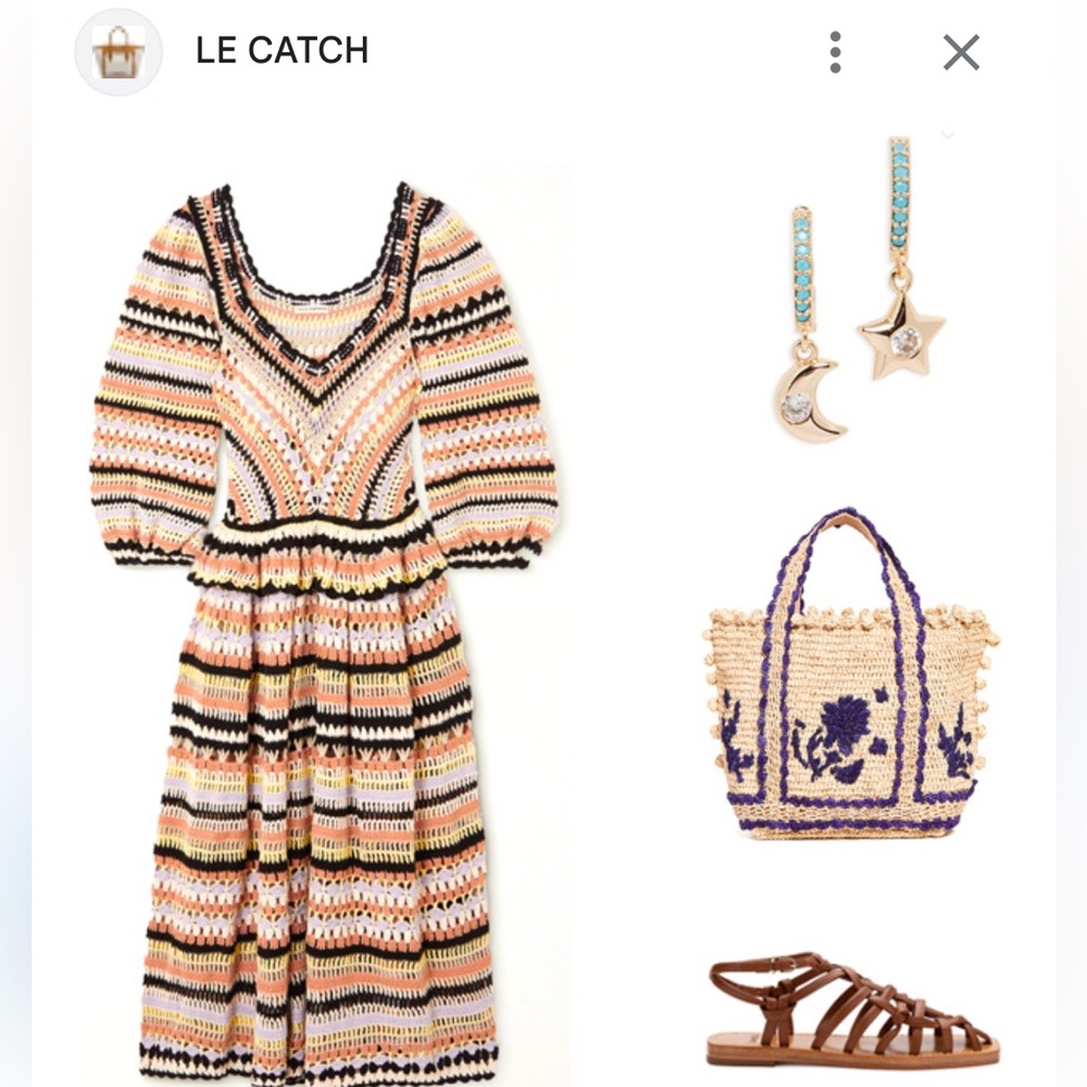 $895 Ulla Johnson Delfina Striped Crochet Cotton Tiered Maxi Dress Ecru Medium - Picture 4 of 11